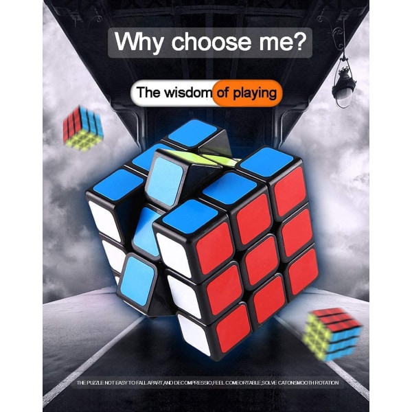 Profesjonell Speed ​​Cube 3x3x3, slitesterk jevn utvikling av hjernen Pedagogiske leker for barn Puslespill Bærbare leker for voksne (standard)