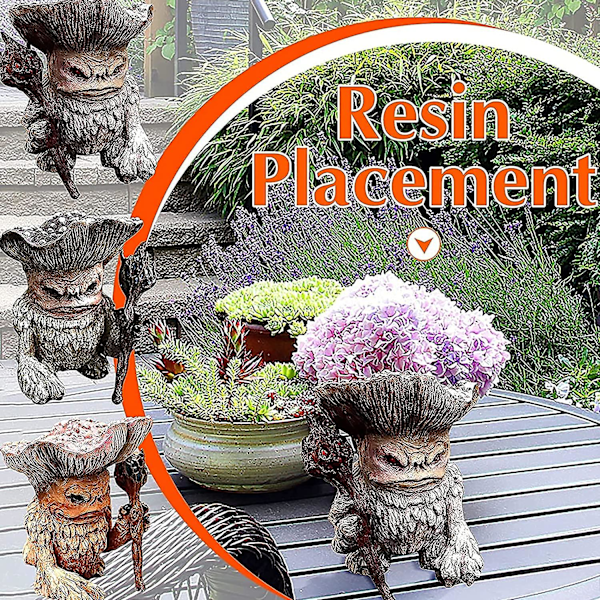 Havenisser, fe-have harpiks monster statue, nisse statue, harpiks havefigur