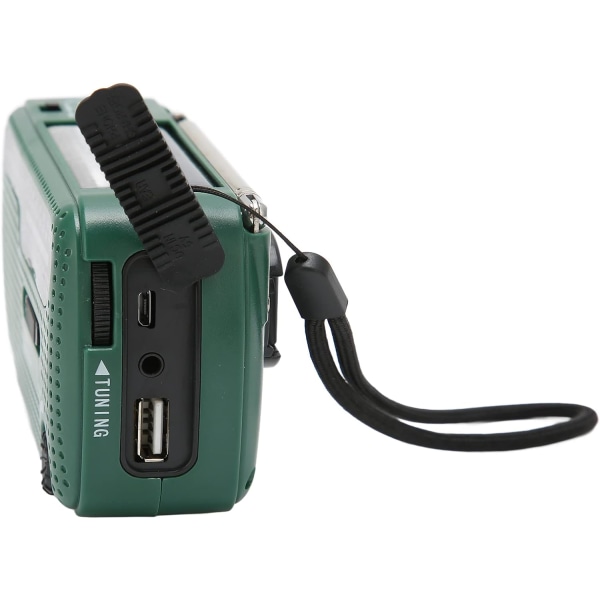 AM/FM/SW1/SW2 Handvev & Solcellsradio, Batteridriven Radio med LED-ficklampa, Solcellsradio