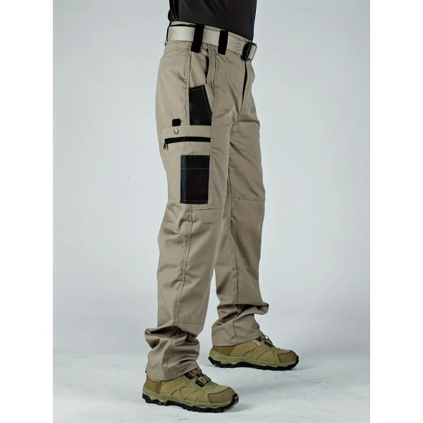 Men's Color Block Cargo Pants - Løssittende utendørs arbeidsbukser for fotturer