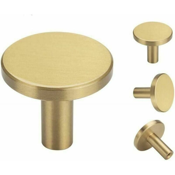 4 kpl harjattua messinkiä seinäkoukkuja, 32 mm x 35 mm, kultaiset pyyhekoukut kylpyhuoneeseen, vaatekoukut, pyyheteline (pyöreä)