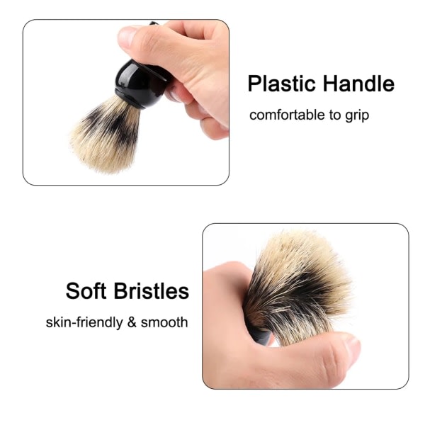 Skjeggbarberbørste plasthåndtak skjeggbørste skjeggpleie styling barberverktøy