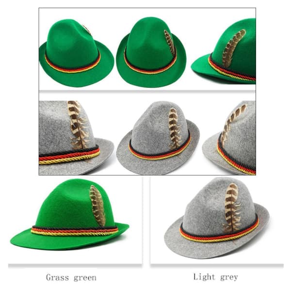 Oktoberfest Hat til voksne, bayersk tysk øl cosplay hat, lysegrå