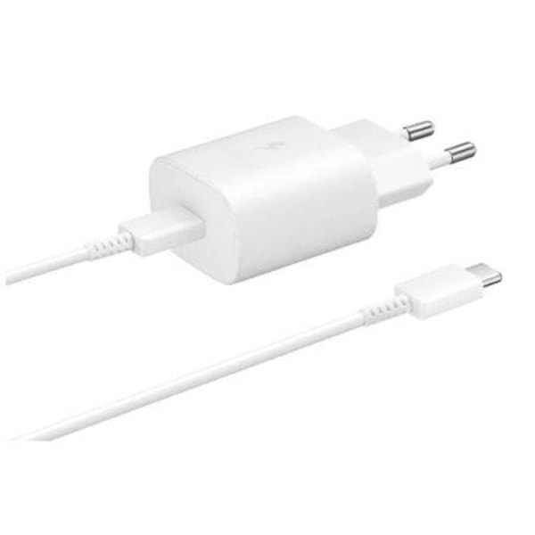 20W Snabbladdningsadapter för Samsung + 1M Kabel Vit 25W + 1m kabel White 25W + 1m cable white