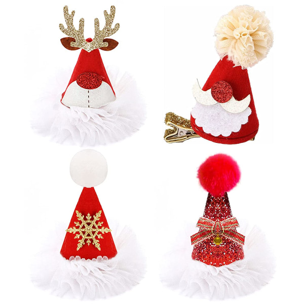 Hårklämma till jul, 4 st Mini Tomteluva Hårklämma