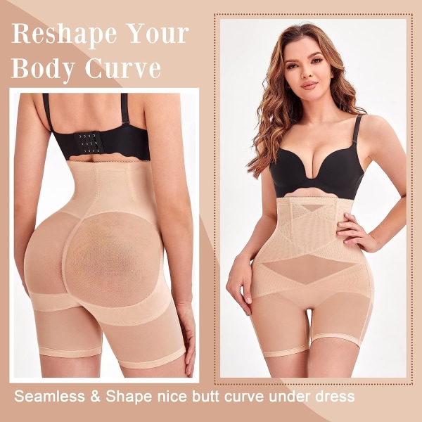 Shapewear til kvinder, mavekontrol trusser, højtaljede shaping shorts, body shaper undertøj, sømløs bagdel løfter bukser, XL farve color XL