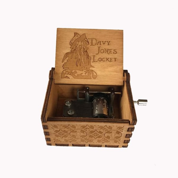 Wooden Music Box - Håndsveiv Musical Box, en rekke stiler Håndgravert tremusikkboks (Pirates of the Caribbean（trefarge）)