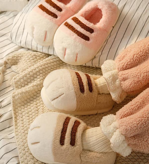 Damkatttofflor, 3D Kattklo Tecknade Tofflor Rosa Pink 36-37