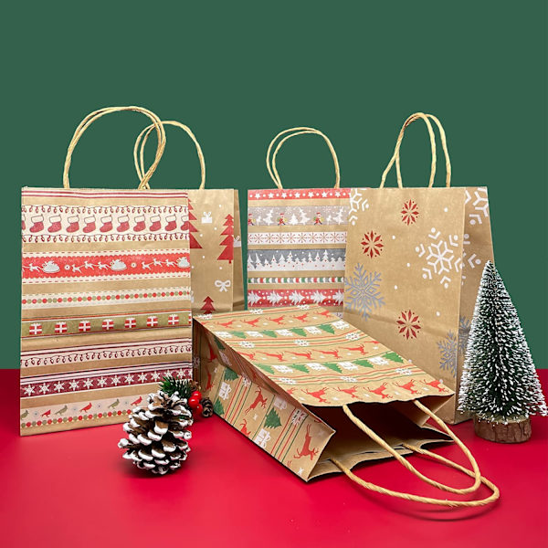 Juldekoration, 20 st presentpåsar Julpapperspåsar