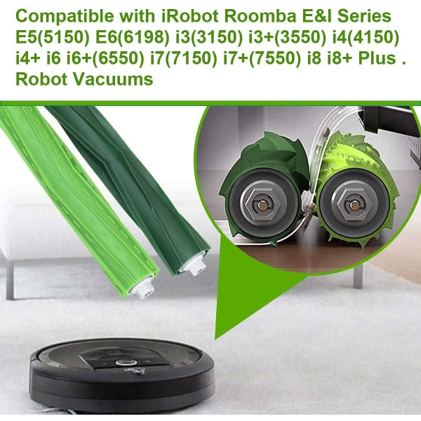 Rullborste Tillbehör för iRobot Roomba i7 i7+ / i7 Plus E5 E6 E7 i8 Robotdammsugare Reservdelar Huvudborste med 4 Gummiborstar