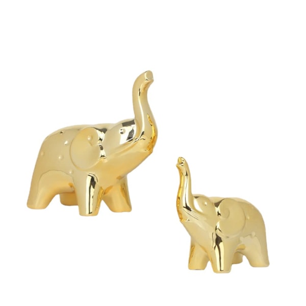 Par gull elefantstatue Hjemmeinnredning, Skulptur Elefant Ornamenter, Mor Barn Elefant Dekorativt hjemmetilbehør til morsdagen