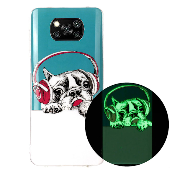 Unikt Noctilucent IMD TPU-fodral för Xiaomi Poco X3 NFC/X3 Mjukt Telefonfodral med Hörlurar
