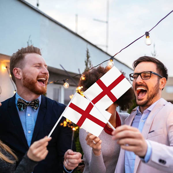 Crday St Georges flagg på pinner, 10 stk håndholdte England små flagg Storbritannia flagg på pinner gave
