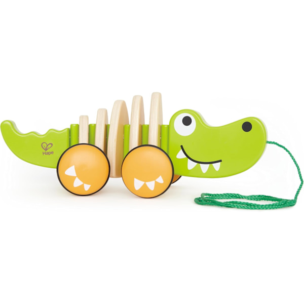 Hape Walk-A-Long Croc Träleksak för Småbarn, L: 11,6, B: 4,3, H: 4,3 tum