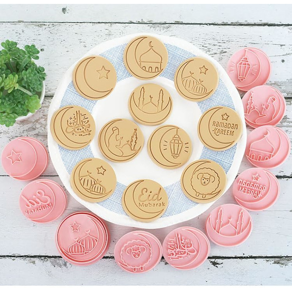 10 stk Eid Mubarak Kageudstikker Sæt, SætIslamisk Muslimsk Biscuit Form (Eid-10 stk)