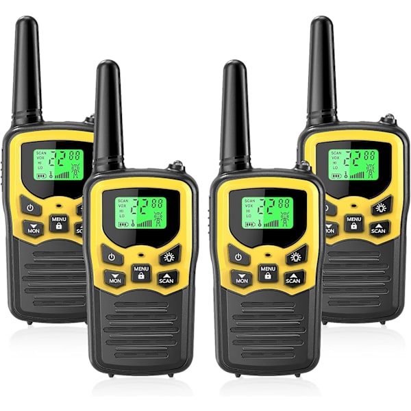 Walkie Talkies med 22 FRS-kanaler, MOICO Walkie Talkies för vuxna med LED-ficklampa VOX Scan LCD-display