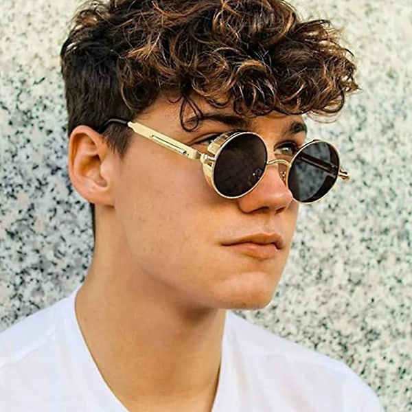 Bran Retro Pyöreä Steampunk Polarisoitu Aurinkolasit UV-Suojalla