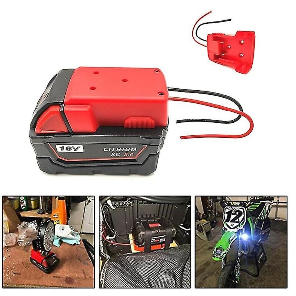 Batteriadapter för Milwaukee M18 Xc 18v till Dock Power 2-trådsutgång DIY