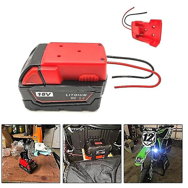 Batteriadapter til Milwaukee M18 Xc 18v til Dock Power 2 ledninger Output Diy