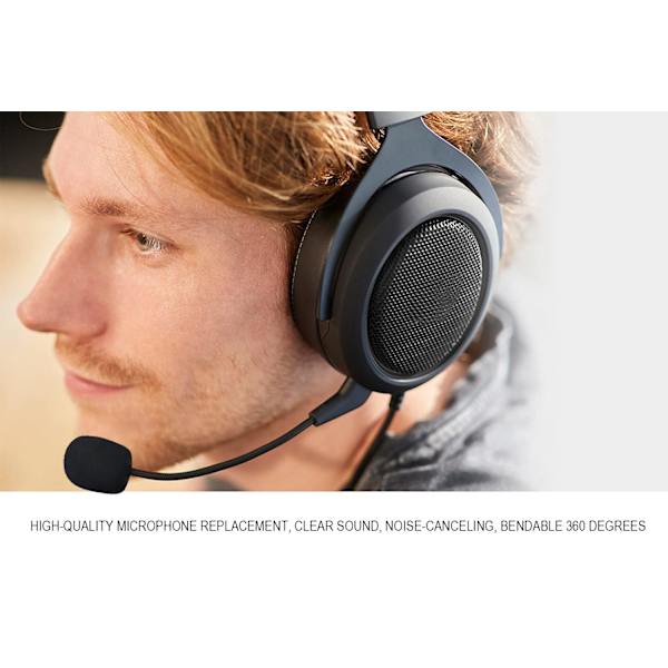 2-pakkaisen vaihtoehtoisen pelimikrofonin Corsair HS50-, HS60-, HS70- ja HS70 SE -sarjan stereopelipäähineisiin Irrotettava puomimikrofoni Melunvaimennus