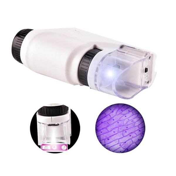 60-120x taskumikroskooppi LED-valo kannettava minimikroskooppi Kädessä pidettävä mikroskooppi (valkoinen)