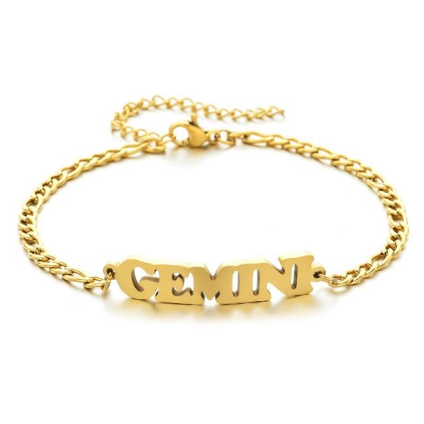 1 st rostfritt stål Zodiac Letter Hänge Armband Kedja Smycken Present För Kvinnor Män