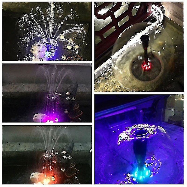 600l/t 4 LED Elektrisk Vandpumpe Lille Springvand Udendørs Have Fiskedam [kk] EU Stik EU Plug