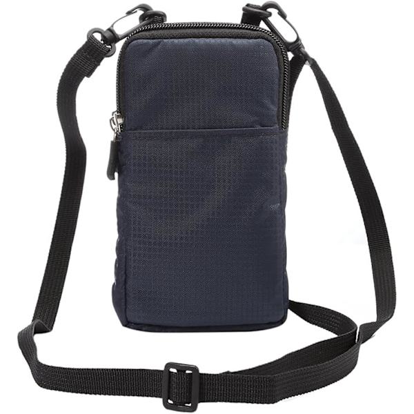Mobiltelefon-Taljebæltetaske, Crossbody Mobiltelefon-Taske, Udendørs Nylon Skulderremstaske, Med Karabinhage Bæltesløjfe Blå Navy blue 9*16.5*3.0CM