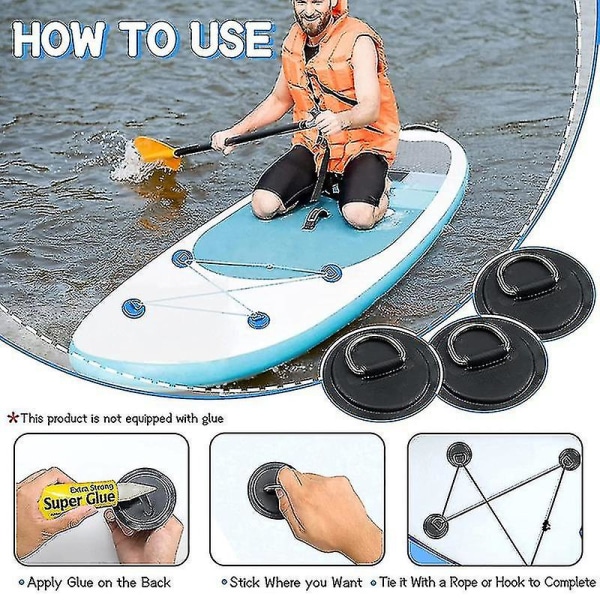 4 stk. Surfboard Dinghy Båd Pvc Lap Med D Ring Rigging Kit