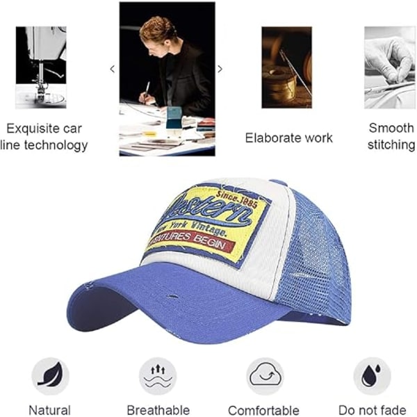 Baseball-lippis Mesh-lippikset Unisex Kirjailtu Kirjainlappu Casual-lippikset Hip Hop Aurinkolippikset Blue