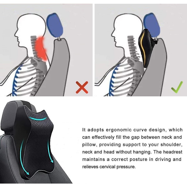 Bilnackstöd, nackstödskuddar bilnackstöd med memory foam, nackkudde för