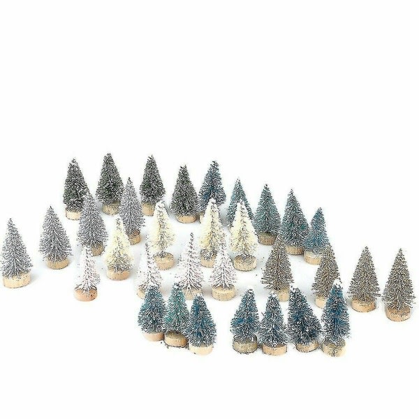 24x Mini Julgran Falsk Tall Mini Sisal Flaskborste Snö Frost Gran Vit