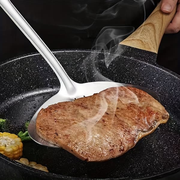 Fisk- og biffspade i rustfritt stål, ripefri snuspatel for grilling, steking og baking