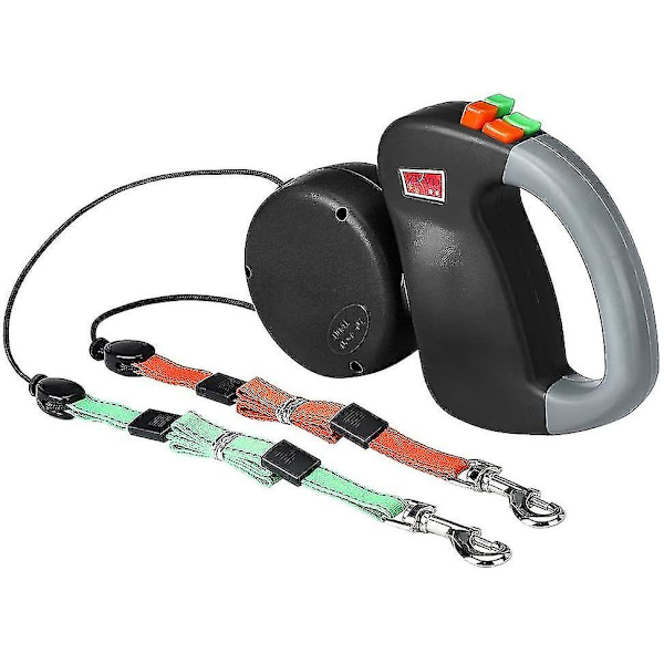 Dobbel hundekobbel, Retractable hundekobbel Dobbel kobbel for to hunder Hundekobbel 2 hunder Dobbel kobbel, svart--