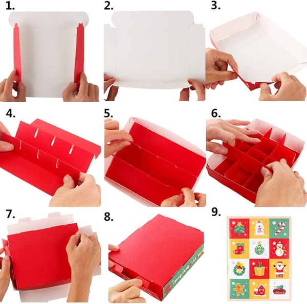 5 st/set Kreativa julklappsaskar 12-rutiga överraskningspresentaskar Julklappsaskar med finger-julaskar för presenter