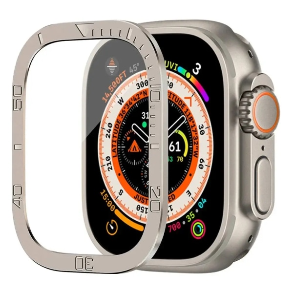 Skärmskydd för Apple Watch Ultra 49mm Tillbehör Metallstötfångare+härdat glas Skydd HD iWatch Ultra 49mm TitaniumB TitaniumB For Ultra 49mm