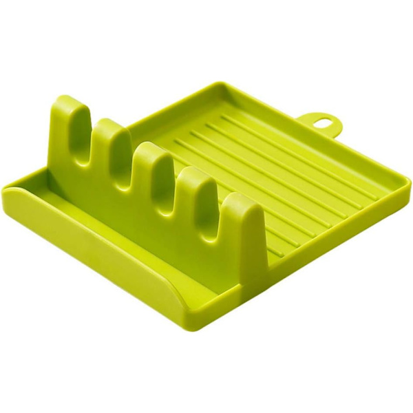 Multifunktionel køkkenspatelholder med anti-slip silikonepude og plastikholder