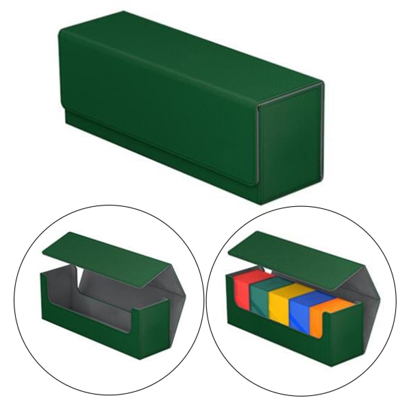Suuri pelikorttikotelo, säilytysteline, vakiokoko yli 400 suojatulle kortille, vihreä