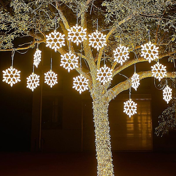 40cm Stor Snöflinga Stränglampa Utomhus Snöflinga Led Hängande Lampa Bakgård {DB} Red