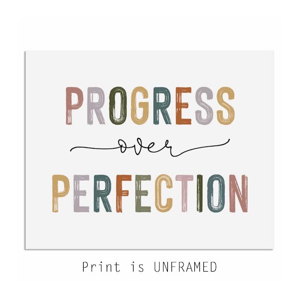 Progress is Better than Perfection Print, Classroom Decor, Kids Motivation, Inspirational Office Decor, Kids Room Decor, Unframed (8X10 Inch)