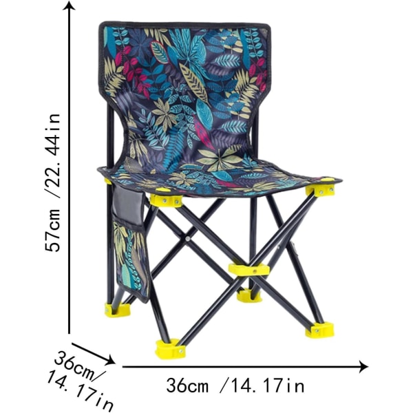 Bærbar campingstol - sammenleggbar stol med sidelomme, stabil X stativ sammenleggbar stol, solid