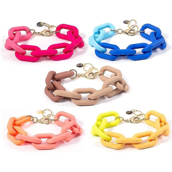 Summer Colorful Resin Link Chain Armband Chunky Akryl Link Chain Armband Set För Kvinnor Flickor Y2k Smycken B 5st -