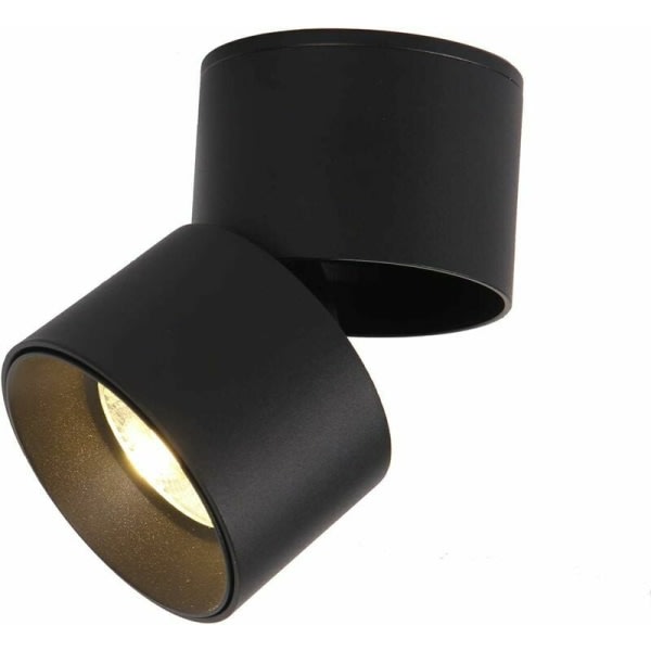 Justerbar overflatemontert spotlight 5W LED Downlights Taklys Justerbar vinkel taklys COB-lampe 360° roterbar (varm hvit 3000K) (svart)