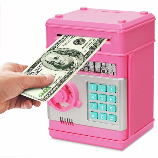 Electronic Piggy Bank, Mini ATM Password Money Bank Cash Coins Saving Box for Kids, Cartoon Safe Bank Box Perfect Toy Gifts for Boys Girls (Black)