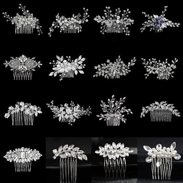 Nytt silverlegering hårkam handgjorda pärlor strass mode metall huvudbonad elegant hår smycken tillbehör för kvinnor HS-J4375S