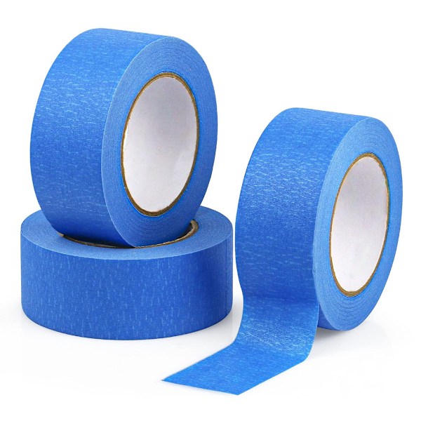 (2 STK) Blå Maskeringstape for Maling og Dekorativ Tape for Etiketter, Aerosolmaling, Malere, Håndverk 24 mm × 50 m