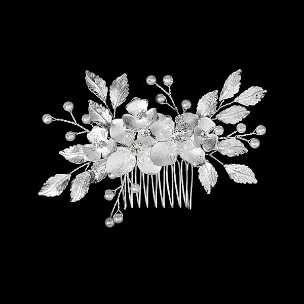Nytt silverlegering hårkam handgjorda pärlor strass mode metall huvudbonad elegant hår smycken accessoarer för kvinnor HS-J6241S