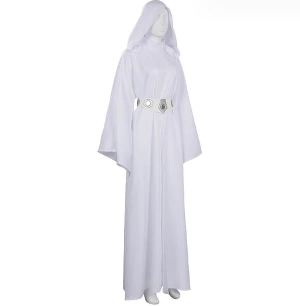 Princess Leia Cosplay Kostym Dam Vit Klänning{AZC} M