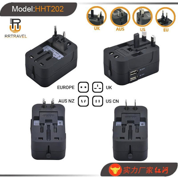 Bison 202 Dobbelt USB 2.1A Universaladapter - Universel til global brug
