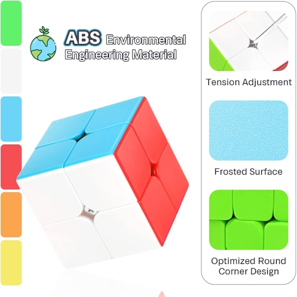 Speed Cube 2x2 Stickerless, Professionel Puslespil Cube, Hjernepuslespil Legetøj